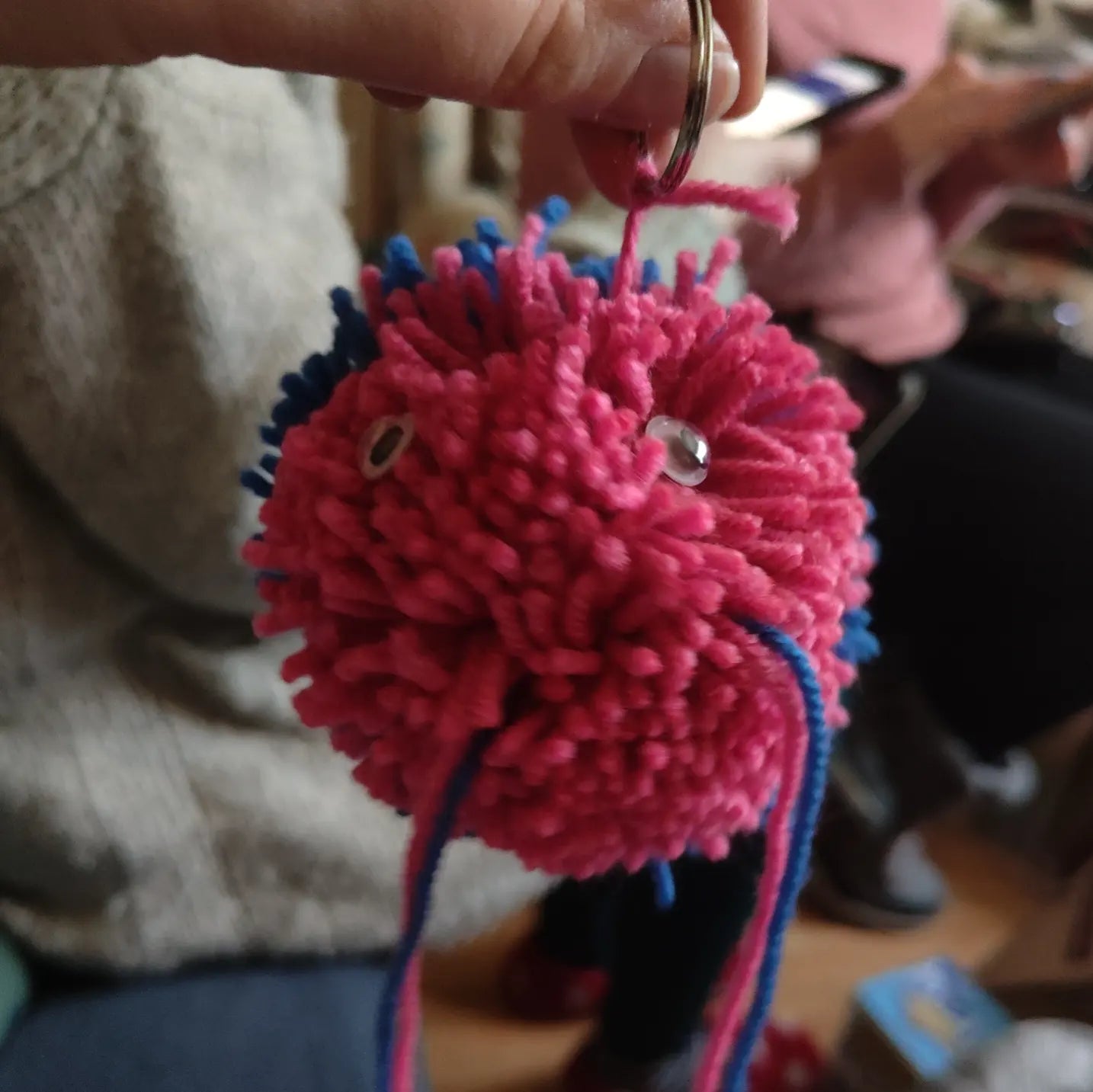 Double the colour Pom pom Keyrings